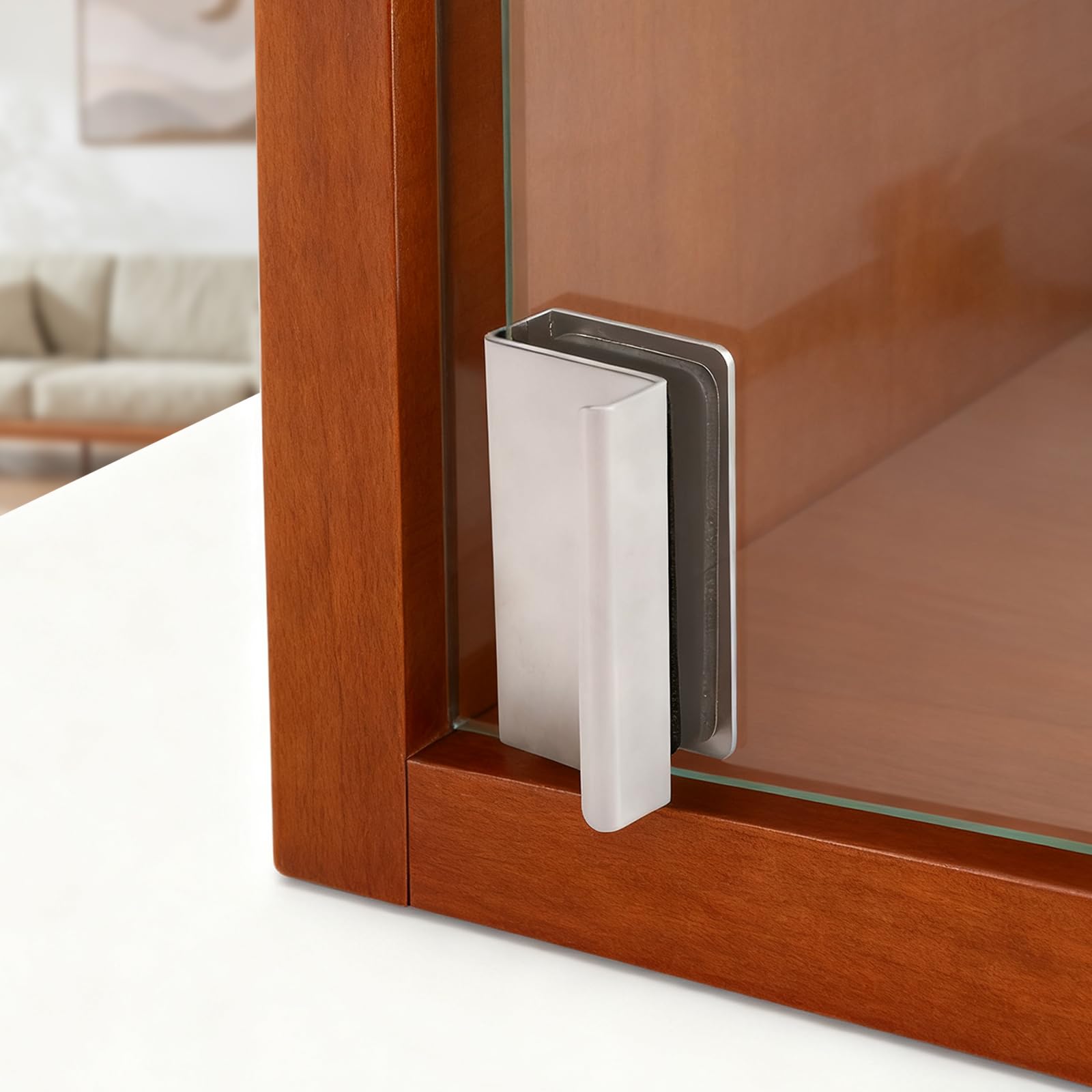 4 maniglie per porta in vetro, maniglia in vetro per porta in vetro, maniglia per porta in vetro, senza bisogno di forare, clip argentati per porte in vetro da 4-6 mm di