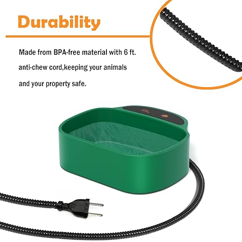 Miniatura 3 de Cuenco de agua con calefacción, cuenco térmico para perros con cable a prueba de masticaciones, cuenco térmico para exteriores de 85 onzas para