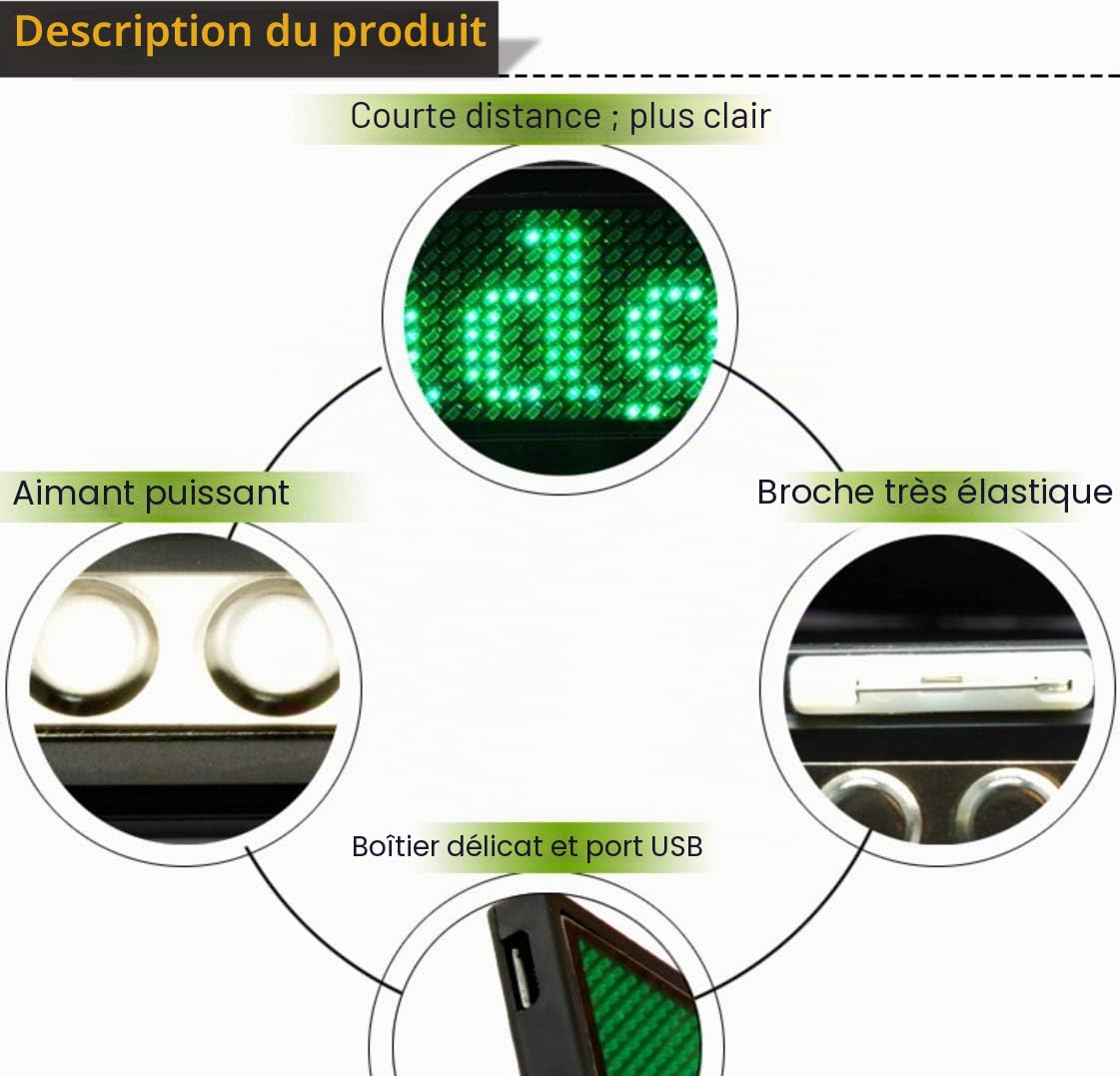 Étiquette de nom de Bluetooth LED Carte sans fil rechargeable de badge nominatif sans fil Bluetooth LED améliorée avec aimant/broche pour exposition de bar de fête de magasin de restaurant d'hôtel