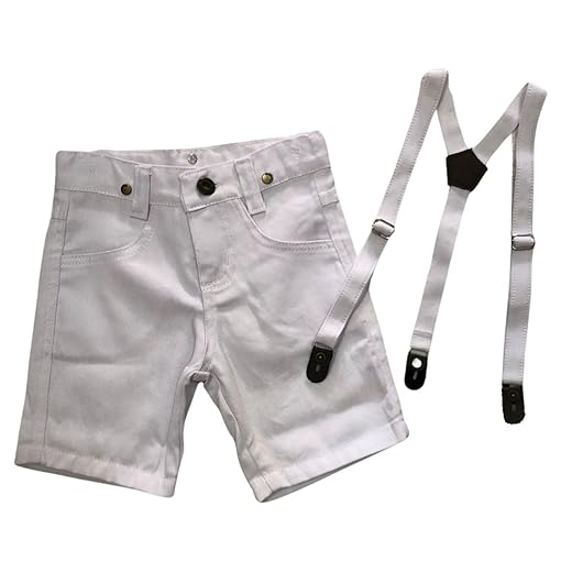 Bermuda Infantil Social Mauricinho com Suspensório e Ajuste na Cintura