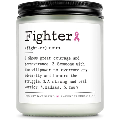Fighter Candle - Breast Cancer Gifts for Woman, Cancer Care Gifts for Women - 7 Oz Lavender Scented Candle