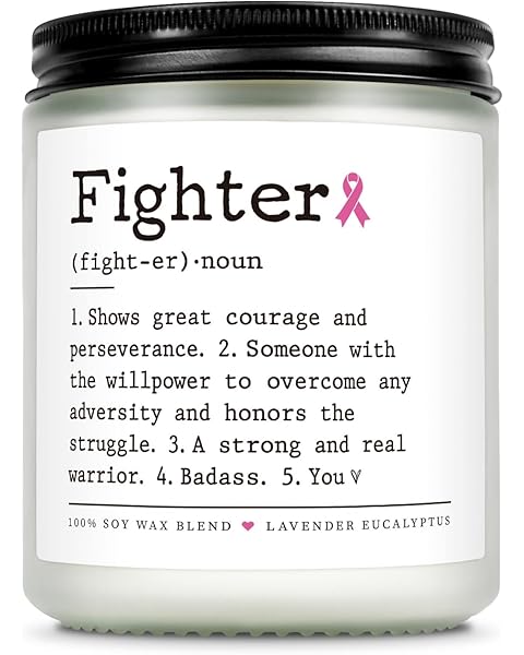 AceThrills Breast Cancer Gifts for Woman, Breast Cancer Awareness Accessories Gifts for Women - 7 Oz Lavender Scented Fighter Candle