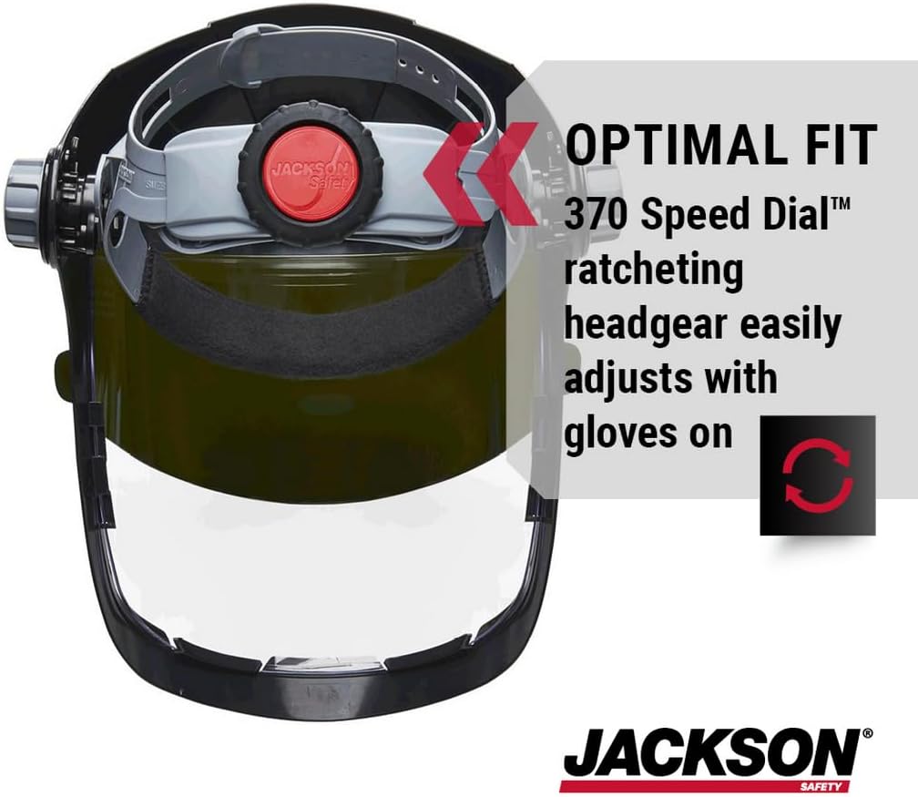 Jackson Safety QUAD 500 Face Shield - Anti-Fog Window with Chin Guard - ANSI Z87.1 & OSHA - (Multiple Styles & Headgears)