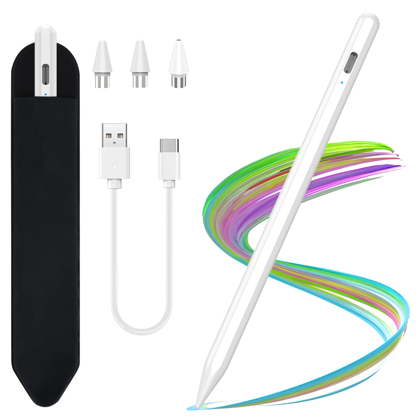 KBCASE Stylet Universel pour Tablette Android Samsung Lenovo Huawei Xiaomi Vivo, Sensibilité à l'inclinaison, Haute Précision, Recharge Rapide, Blanc