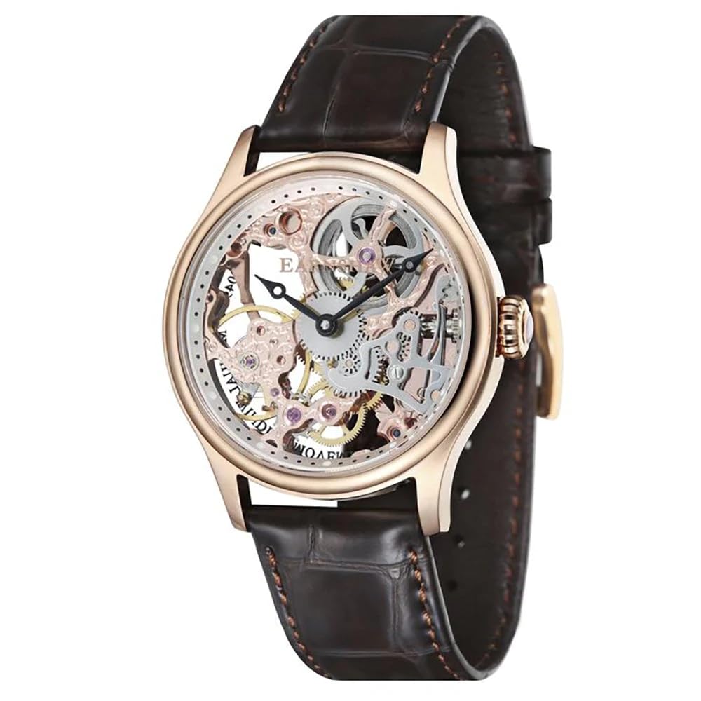 Thomas Earnshaw Mens 42mm Bauer Mechanical Skeleton Automatic Watch with Genuine Leather Strap or Stainless Steel Bracelet ES-8049