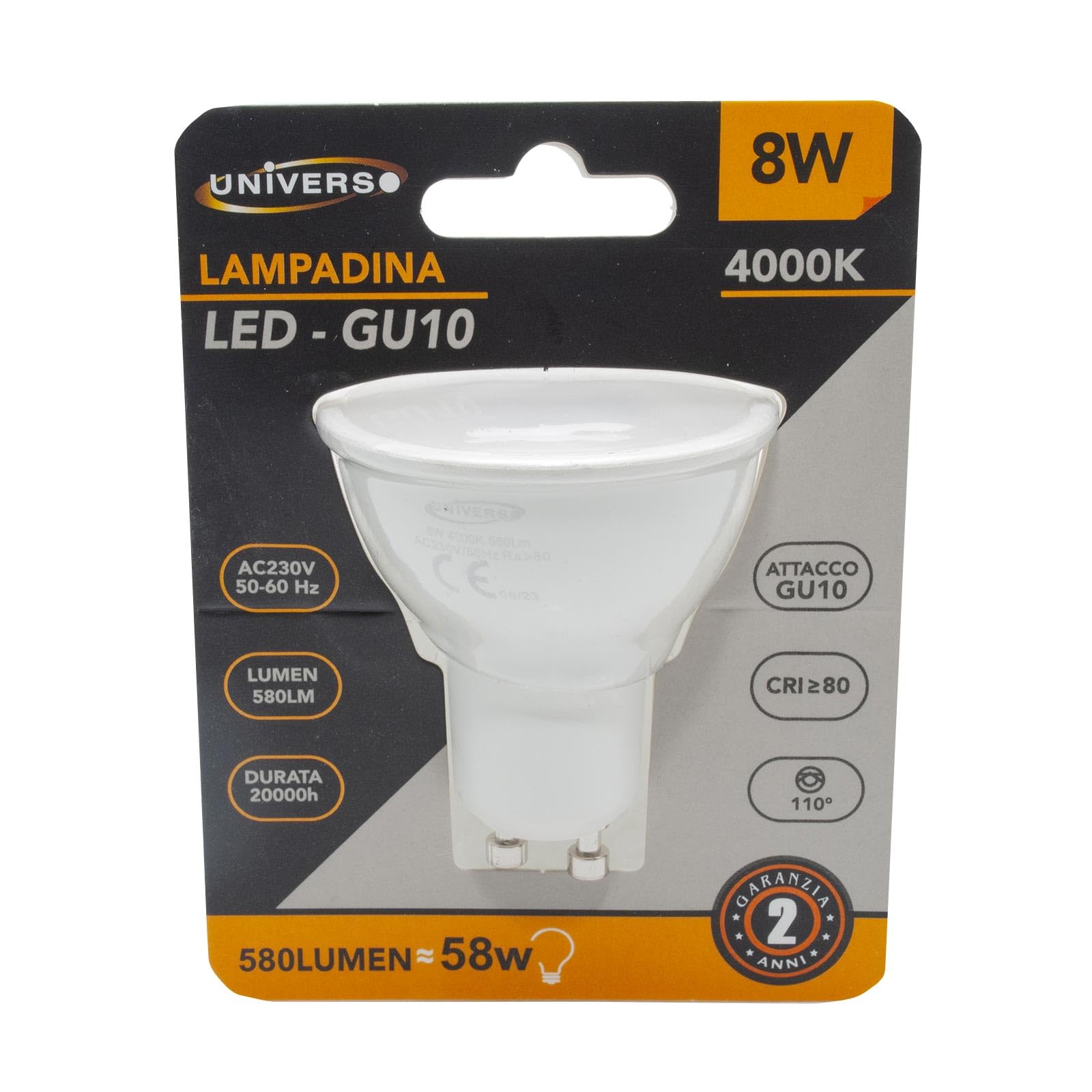Faretto per binario track monofase, lampada LED 8W GU10 Luce Naturale 4000K, luce Negozio Vetrina Ufficio Albergo Hotel, 580 Lumen alta resa Luminosa, faro proiettore Orientabile