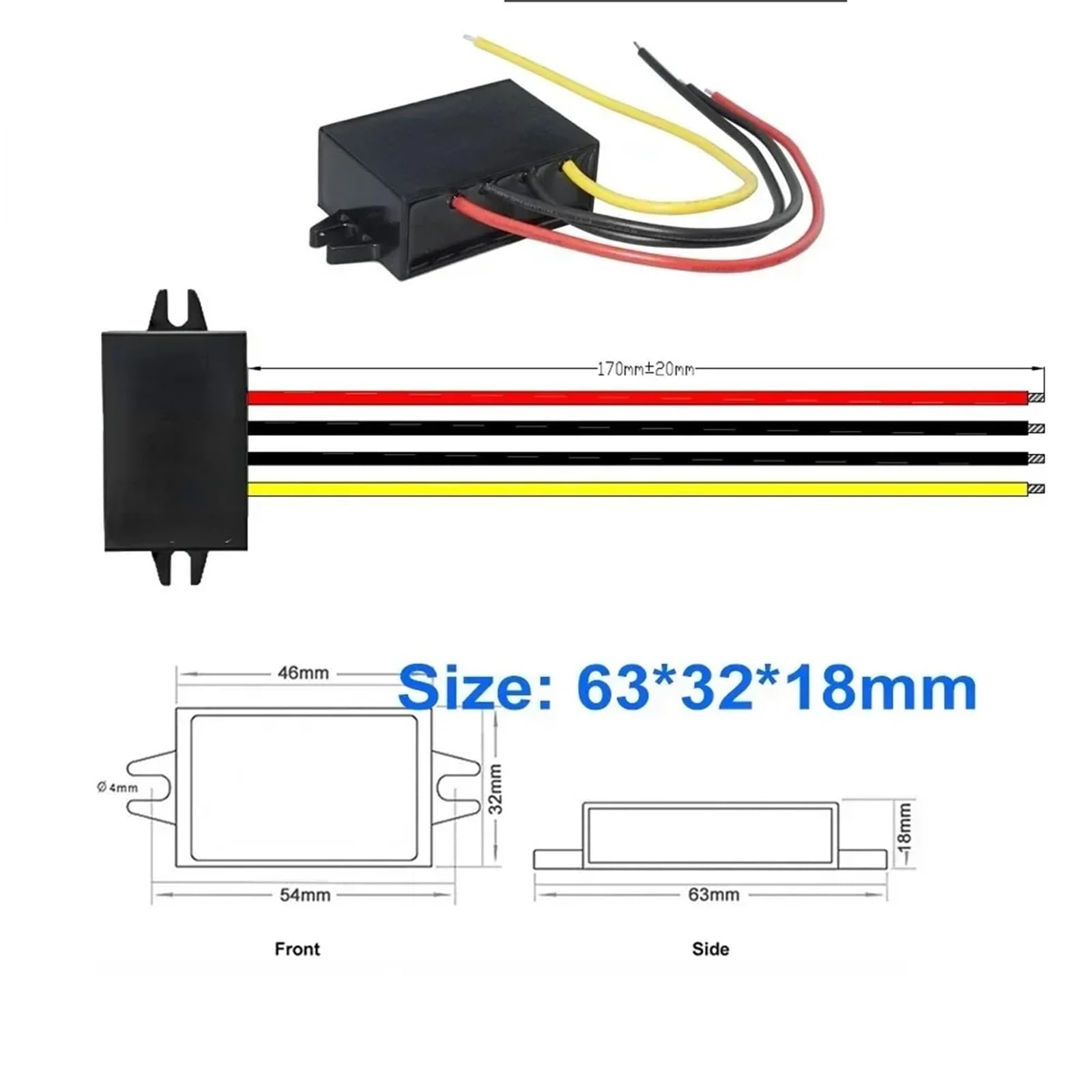 DC 15V-80V 24V 36V 48V 72V Step DOWN do 12V 1A-5A Moduł Zasilacz samochodowy Przetwornica napięcia Wodoodporny Regulator DC DC (Kolor: 15V-80V do 12V 3A)