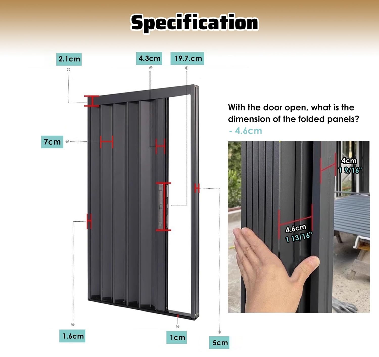 Porta pieghevole di sicurezza in metallo per esterni, alta 200 cm, in lega di alluminio, kit scorrevole per dimensioni personalizzate, design antistrappo per applicazioni a porta singola o doppia