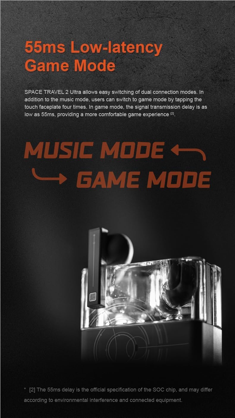 Moondrop Space Travel 2 Ultra TWS Bluetooth 6.0 LDAC 13mm Słuchawki bezprzewodowe z trybem gry o niskiej latencji 55ms