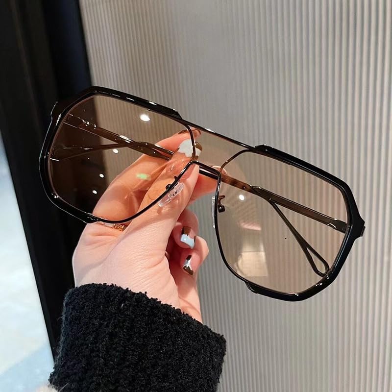 bullabulling Fashion Square Women Sunglasses Double Bridges Vintage Half Frame Punk Men Outdoor Eyewear Shades UV4003