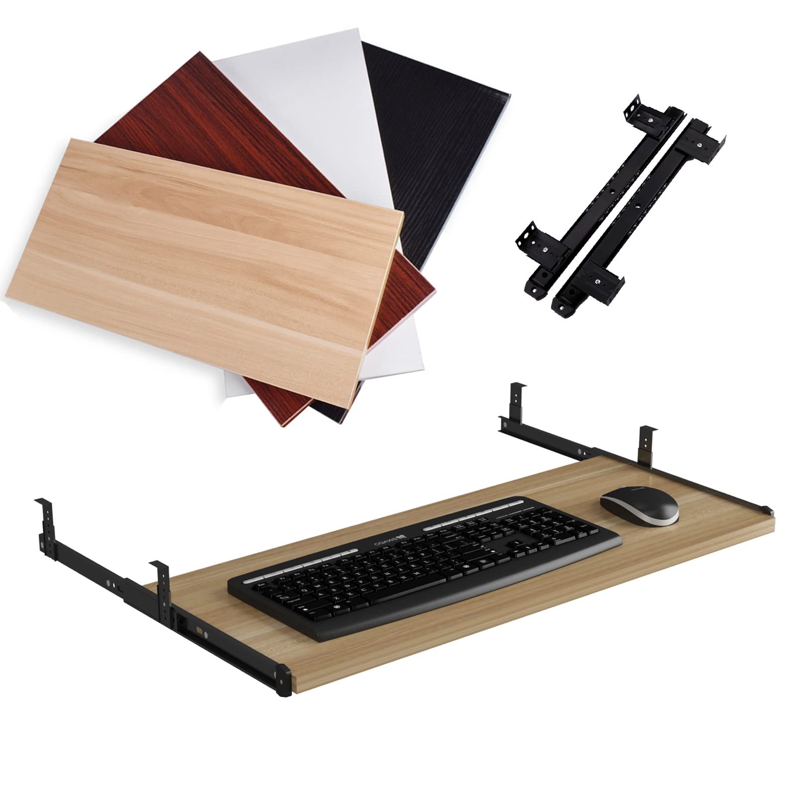 V3VOGUE Bandeja for Teclado Bajo Mesa, Soporte PortaTeclado Deslizable, Ajustable Extensor De Escritorio, Ergonómico Estante Teclado Cajón, Fácil De Instalar, Mejorar Postura, for Oficina/Hogar
