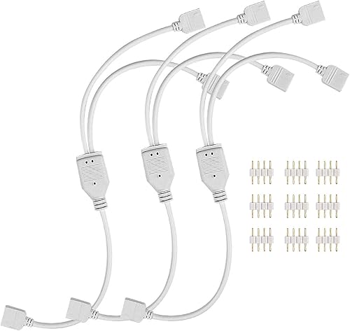 Miniatura 6 de Conector divisor de tira LED, 4 pines, 1 a 2 cables, divisor en Y para tira de luz LED RGB 5050 3528, con 9 conectores macho de 4 pines (paquete de