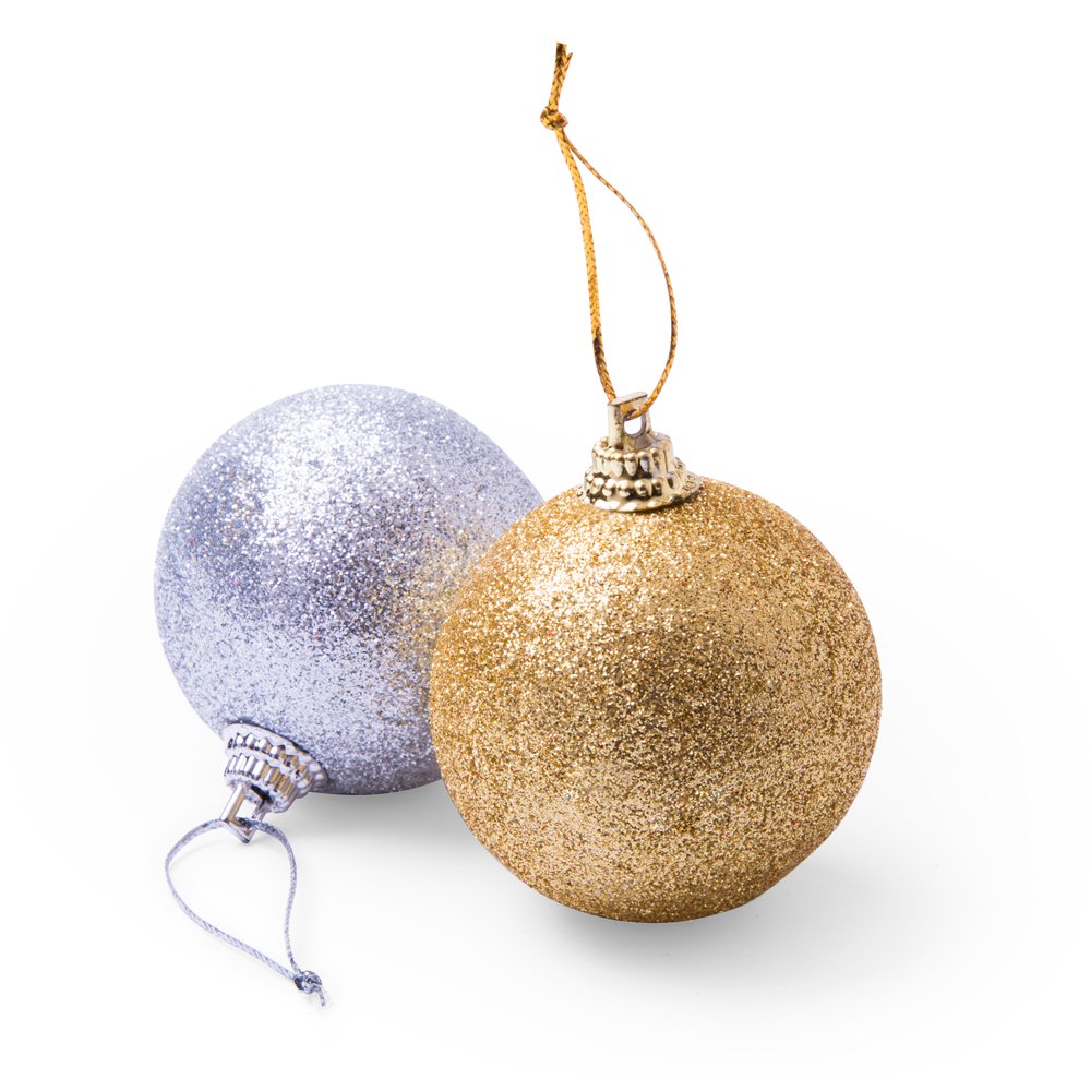 Ebuygb Silver/Gold Set Of 6 Christmas Tree Glitter Baubles & Decoration Christmas Tree Ornament