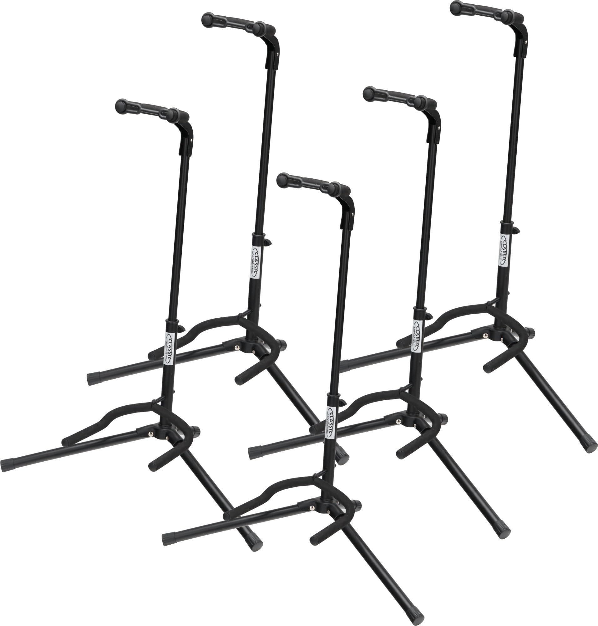 Classic Cantabile GS-200F Gitarrenständer klappbar 5x Set, Bass, 0 kg | Passend für Gitarre, Banjo, etc., Beide Gabeln klappbar, Füße einklappbar, Höhenverstellbar von 57 bis 75 cm, 0 kg, 9 cm