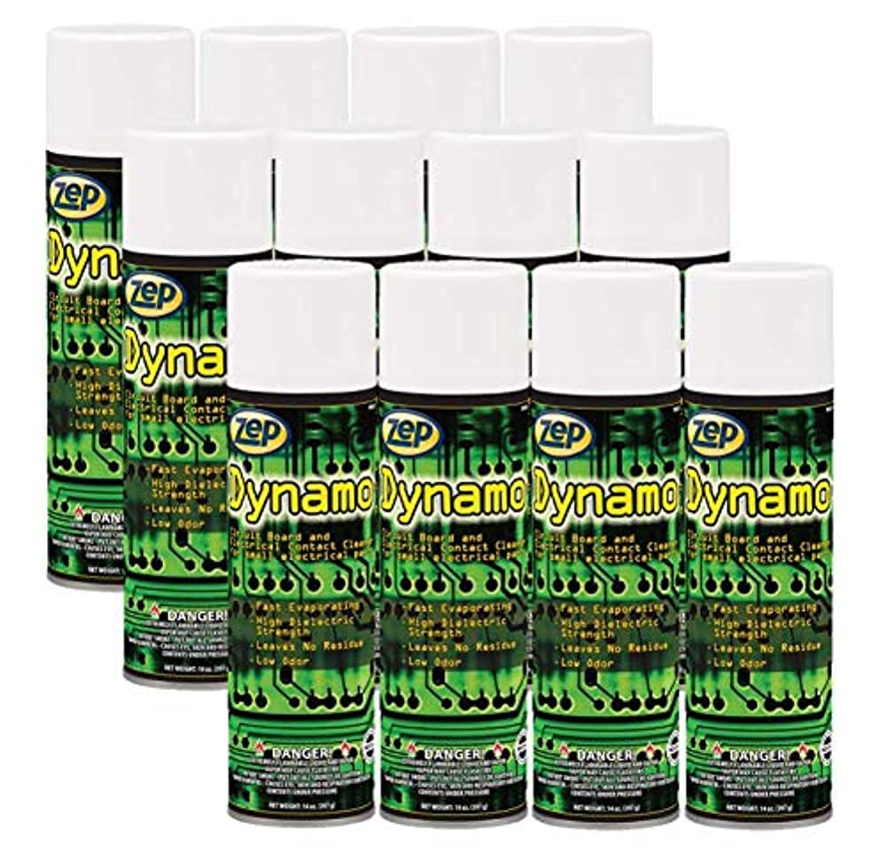 Zep Dynamo Circuit Board and Electrical Contact Cleaner - 14 oz (Case of 12) 35001 - Fast Evaporating, High Dielectric Strength, Leaves No Residue, Low Odor