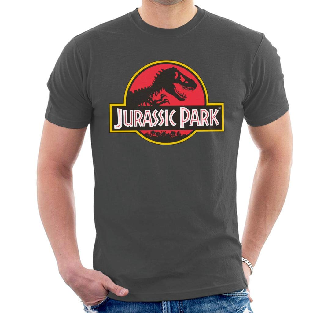 Jurassic Park Men's Charcoal Classic Logo T-Shirt, Xl