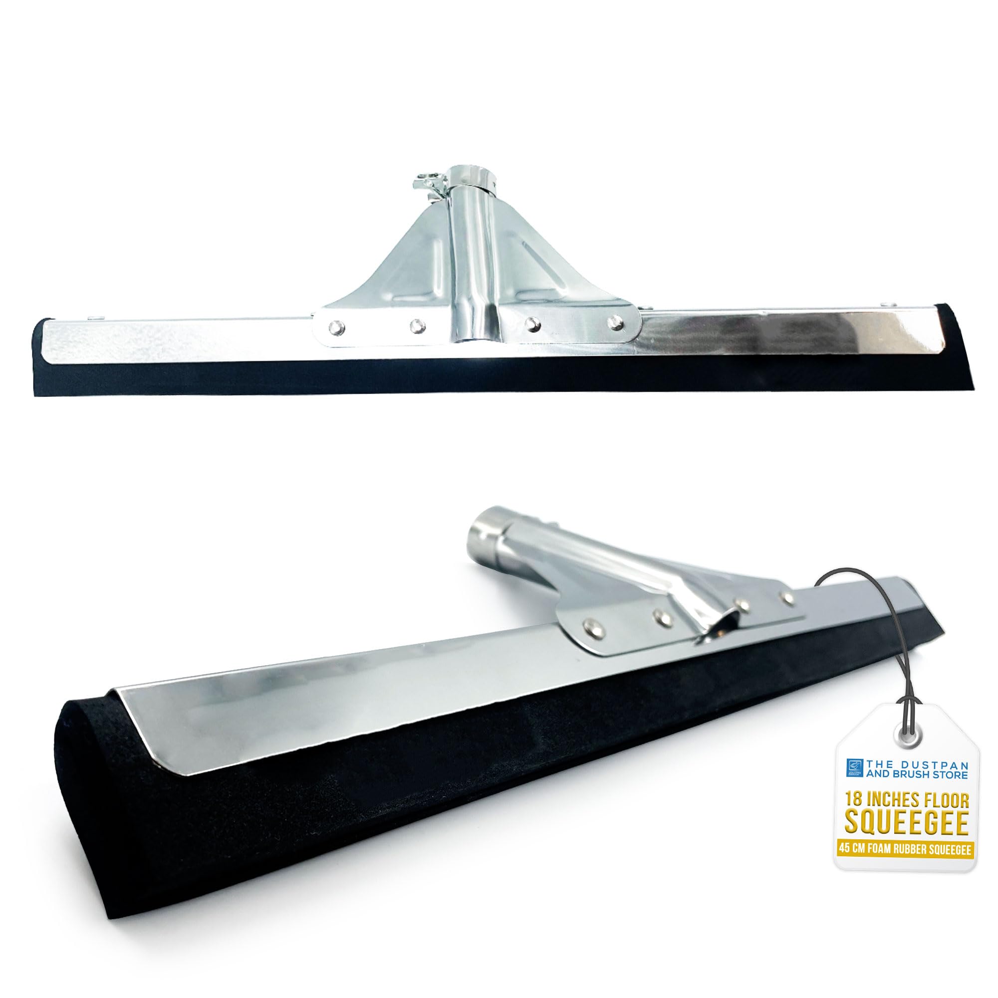 Tdbs The Dustpan And Brush Store Black 18 Floor Squeegee Head, Floor Wiper Head With 2-Layer Foam Blade, Outdoor/Indoor Wet Room Floor Squeegee Heavy Duty, Ideal Squeegee Mop For Home, Compatible With 23-24Mm Handles