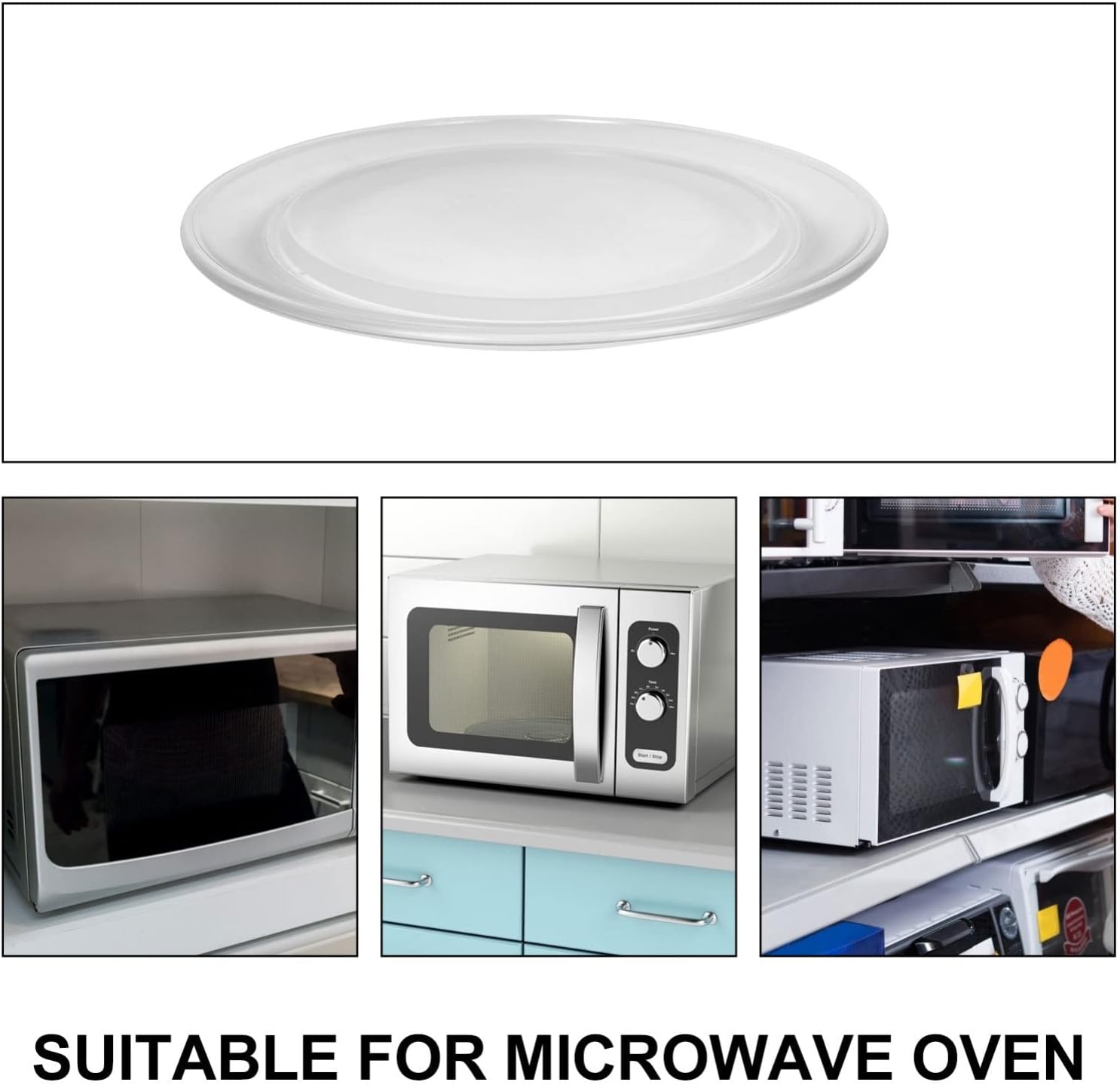 Cabilock Microwave Glass Plate Replacement Thickened Heat-Resistant Tray for Safe Cooking Compatible Microwave Ovens Easy to Install and Use for Quick Reheating