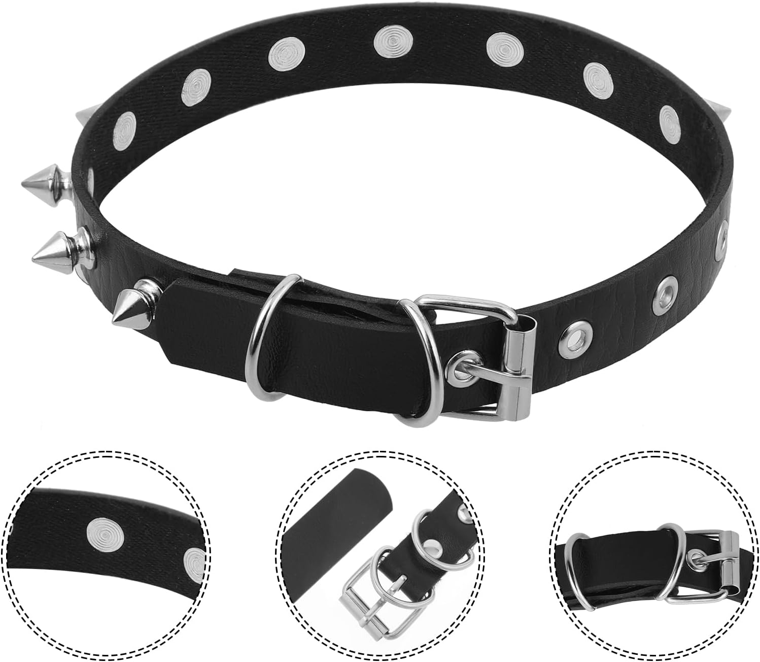 3 Pieces Leather Choker Collar and Bracelets Combo Punk Rock Gothic Jewelry Set, Punk Accessories, Emo Costume Accessories for 80s and 90s Vintage Women Men - Image 4