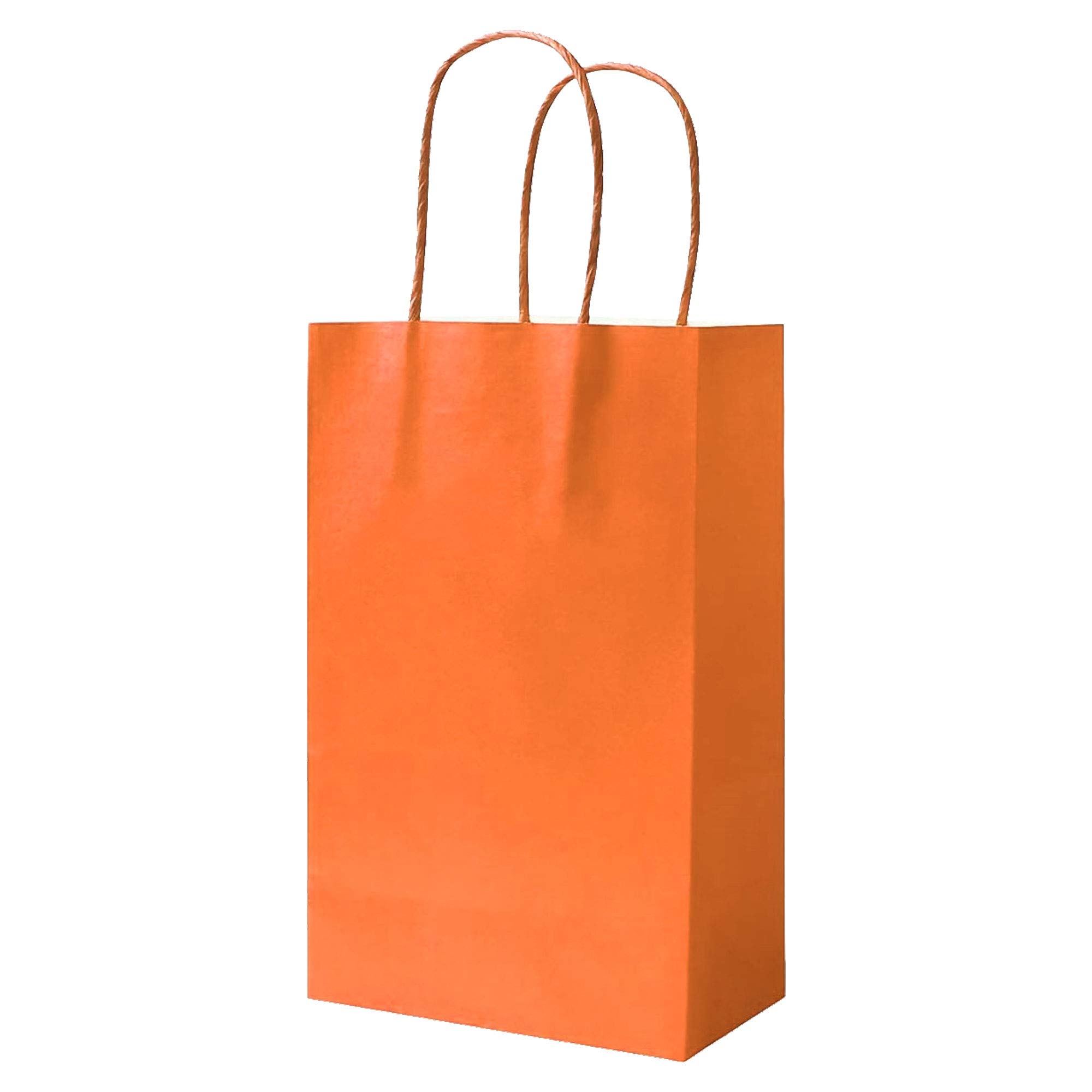 100 Orange Party Bags Paper Bags With Handles Paper Gift Bag Paper Bag Carrier Bags Paper Bag Sweet Loot Celebrations Birthday Christmas Halloween Reinforced Twisted Handle (Orange - 100 Bags)