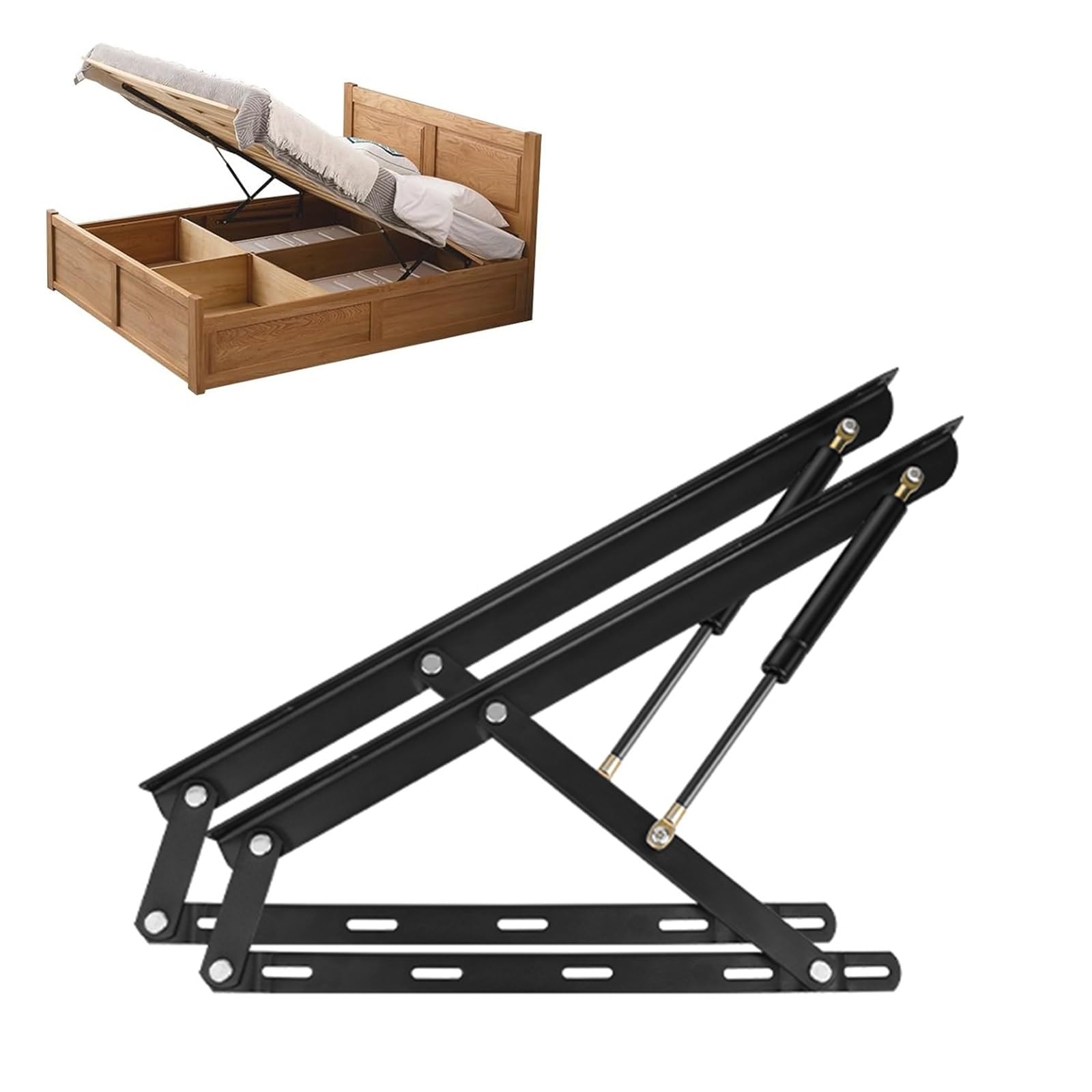 Paquete De 2 Mecanismos De Cama Hidráulicos De Alta Resistencia, Varilla De Soporte De Tatami Con Resortes, Construcción De Acero Reforzado, Bastidor De Soporte Hidráulico Para La Cama(Noir,63cm/24.8i
