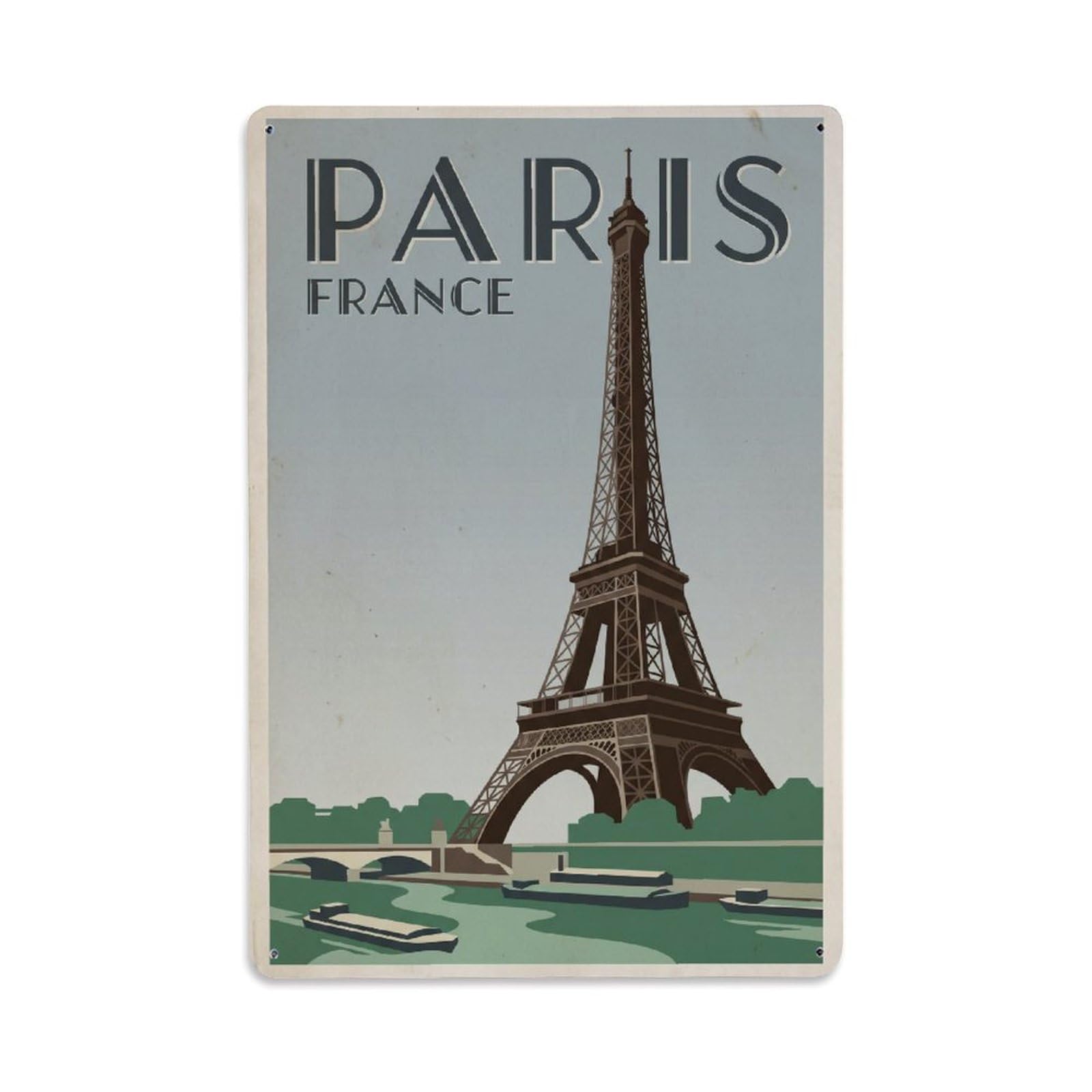 Vintage Travel France Paris Metal Tin Sign