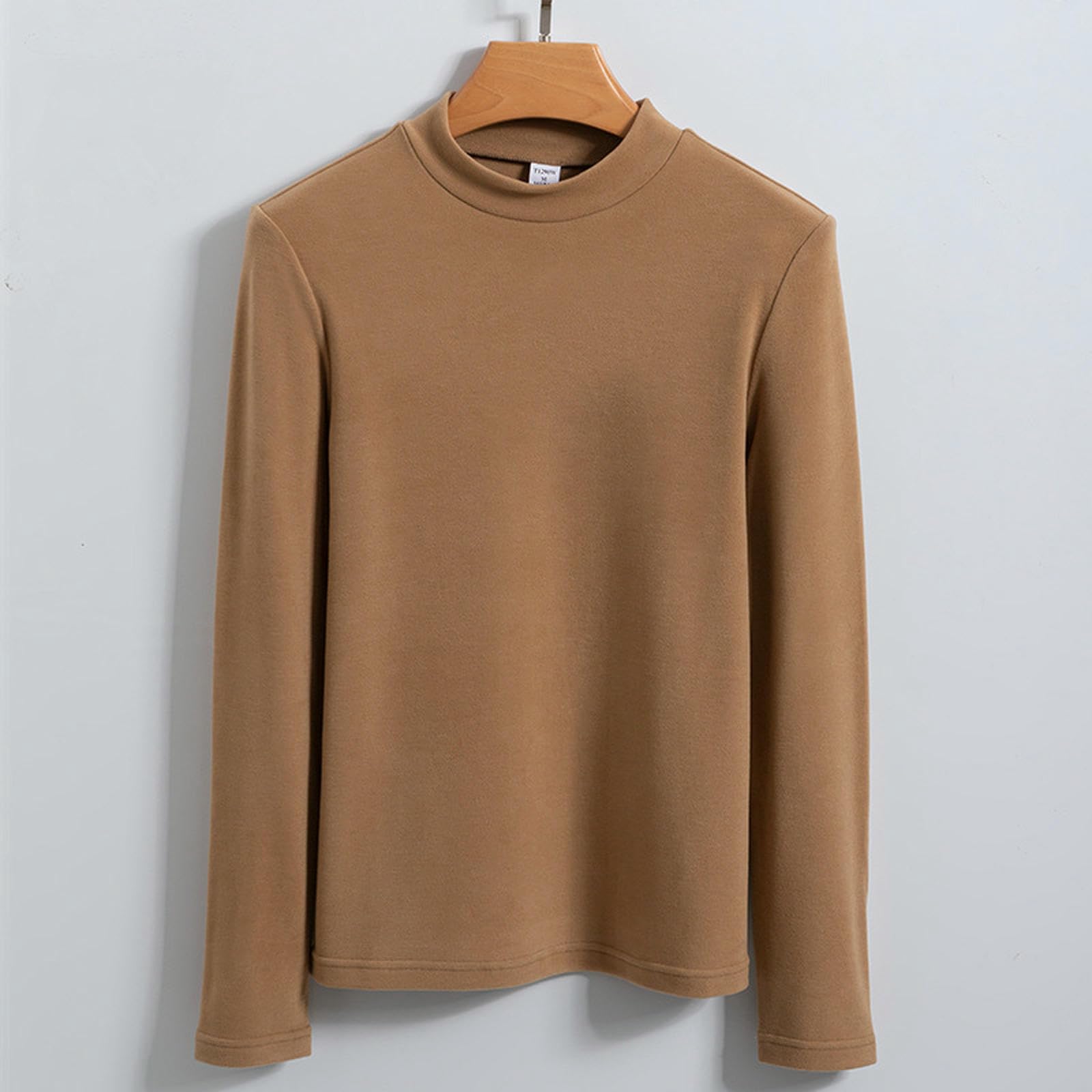 Maglia Termica Lana Tedesca Femminile Calda Top Mezza Arottello Camicia da Fondo Autunno E Inverno-Colore del caffè-m