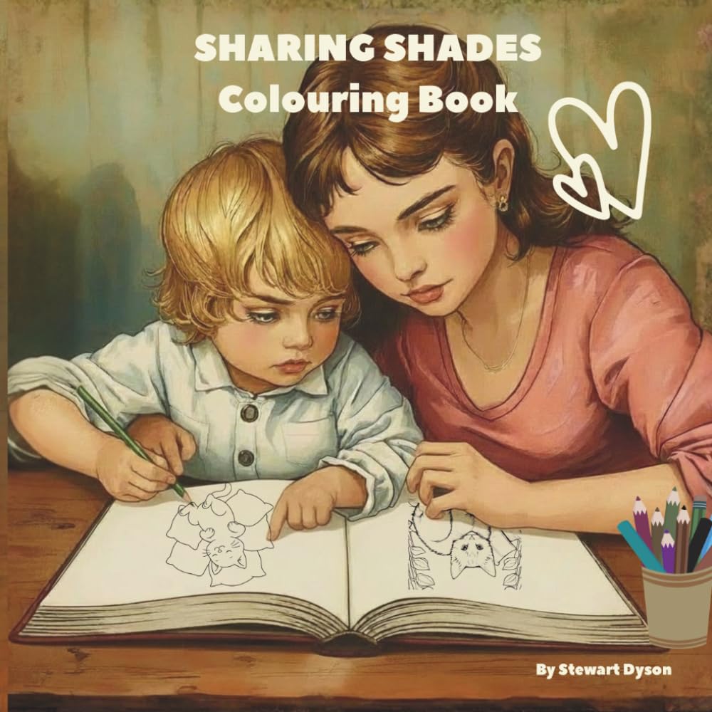 Sharing Shades Colouring Book: 88 Dual-Level Images for Adults and Kids - 8.5 x 8.5"