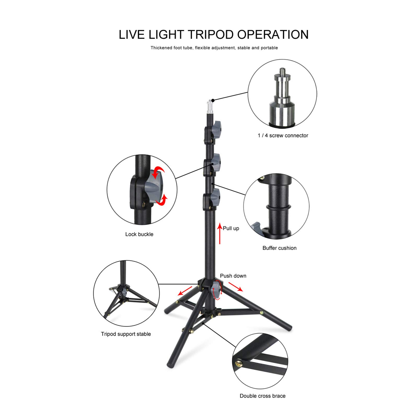 Luce LED Anello Treppiedi 14" Lampada Anulare Regolabile con Treppiede da 130cm per Youtube, tik tok, Trucco, Fotografia, 3 Phone Holder per iPhone/Android