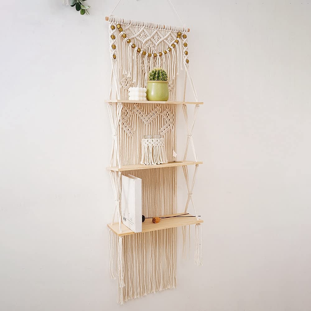 Arazzo da parete in macramè, 3 animali, realizzato a mano, con nappe, organizer da parete, galleggiante, per decorazione della casa (40 x 120 cm)