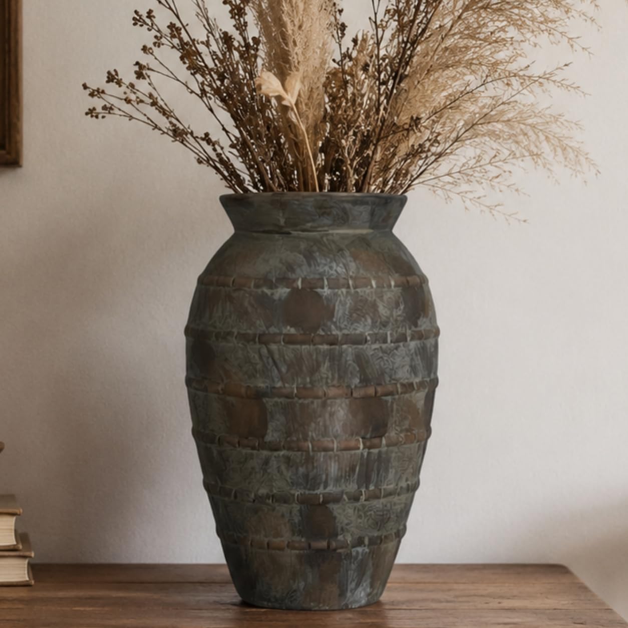 Vase rustique en céramique 30cm pour cheminée et intérieur