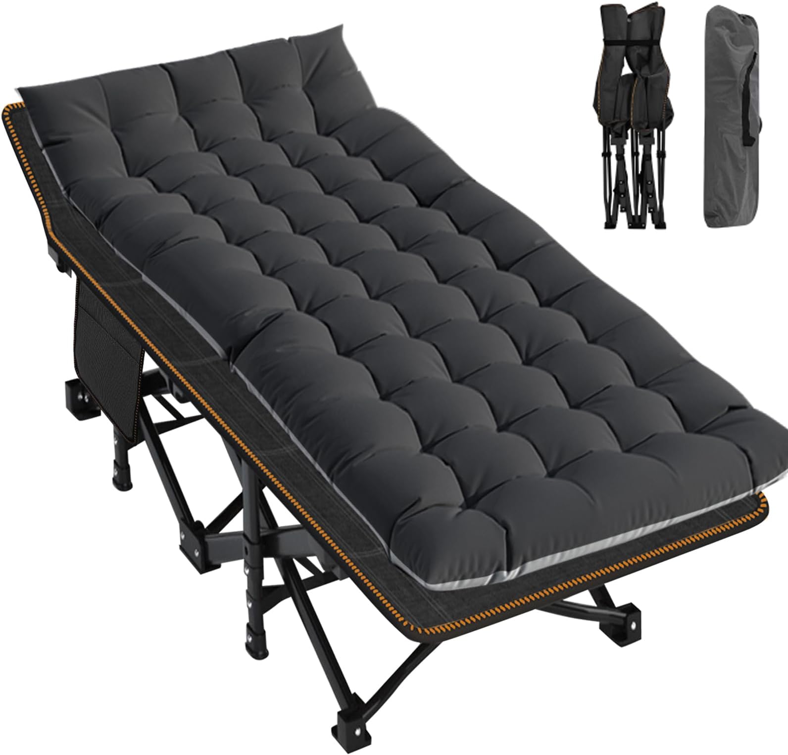 Oversized XXL Folding Camping Cot, 78" L x 32" W x 18" H Heavy Duty Sleeping Cots with Carry Bag, Double Layer Oxford Portable Travel Camp Cots for Home, Office Nap and Outdoor Beach