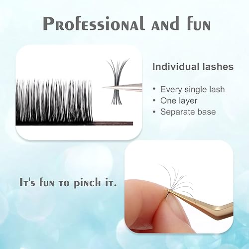 Miniatura 3 de DF - Extensión de pestañas con volumen de 0.05 CC, rizo CC de 0.5-0.78 pulgadas, bandeja mixta, extensiones de pestañas individuales, extensiones de