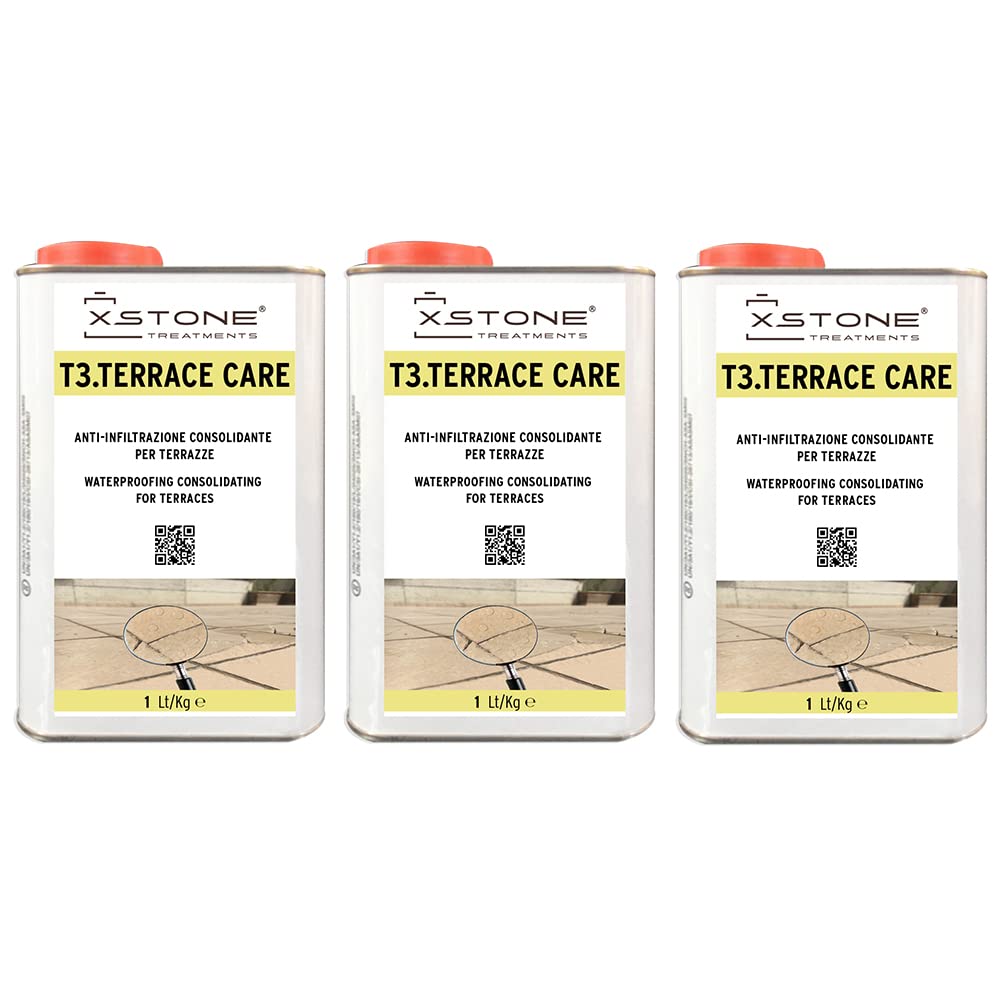 ANTIINFILTRACIÓN Consolidante hidrofugante para TERRAZAS en piedra natural, etc. PREVIENE EL MOHO, Pack 3 x 1 Litro