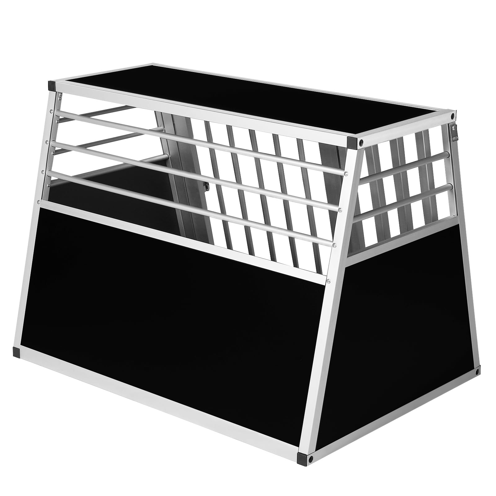 EUGAD Hundebox Auto Kofferraum, Aluminium Hundetransportbox für große mittlere Hunde 92x65x66cm Alu Hundebox Auto mit Sicherheitsverschluss, Leicht Stabil Transportbox Dog Crate für Zuhause