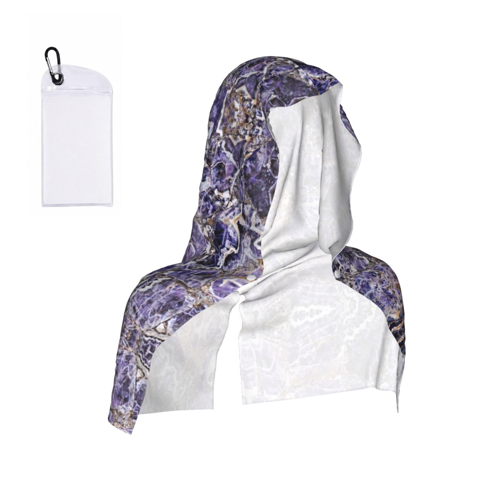 DUWAA Marble Purple Print Reusable Hoodie Cooling Neck Wrap, Hot Weather Outdoor Sports Workout Head Towel For Stay Chill