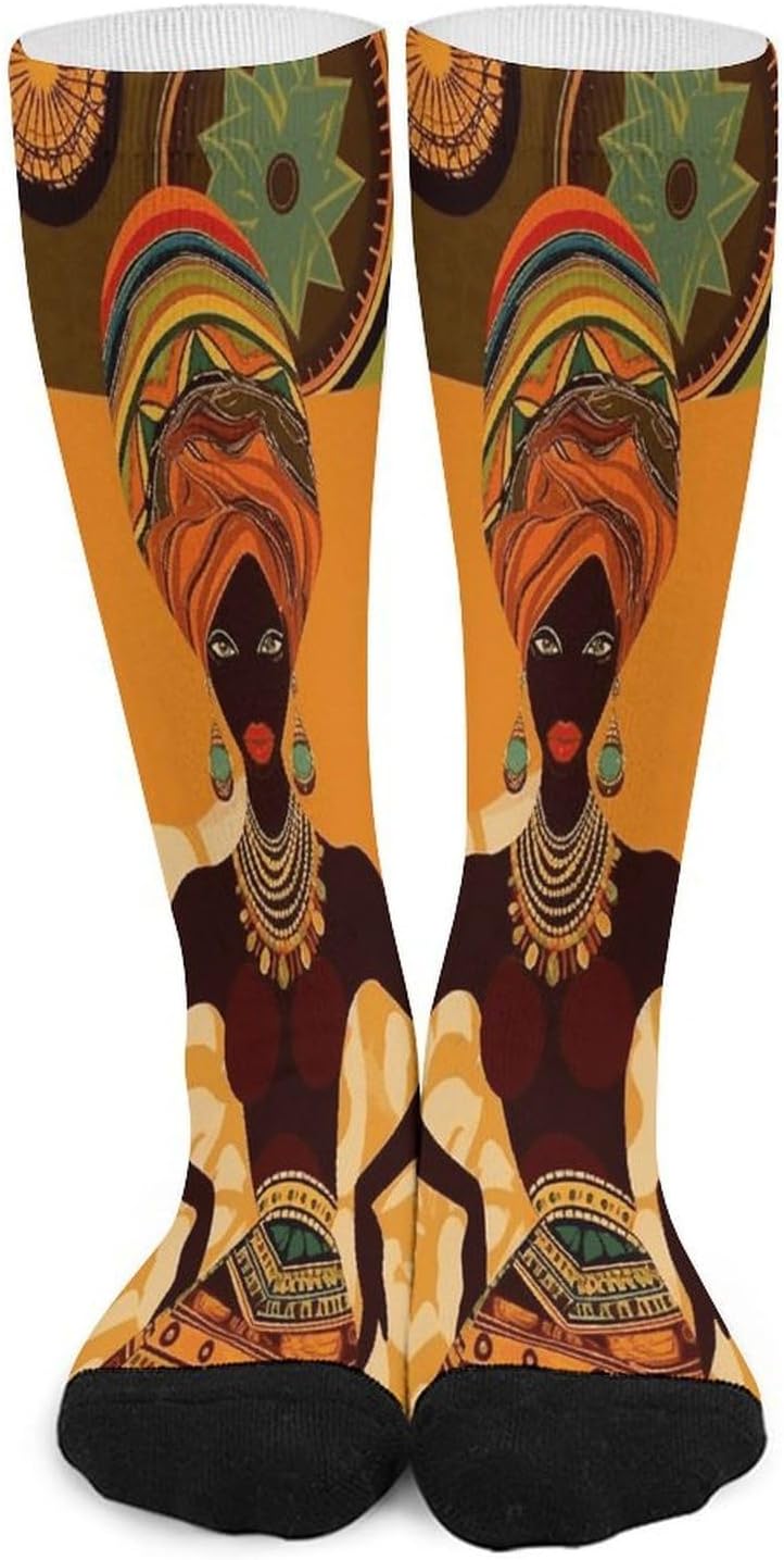 African Woman Compression Sock Circulation Support Socks Lightweight Knee High Tube Sock Over-The-Calf Sock for Adult