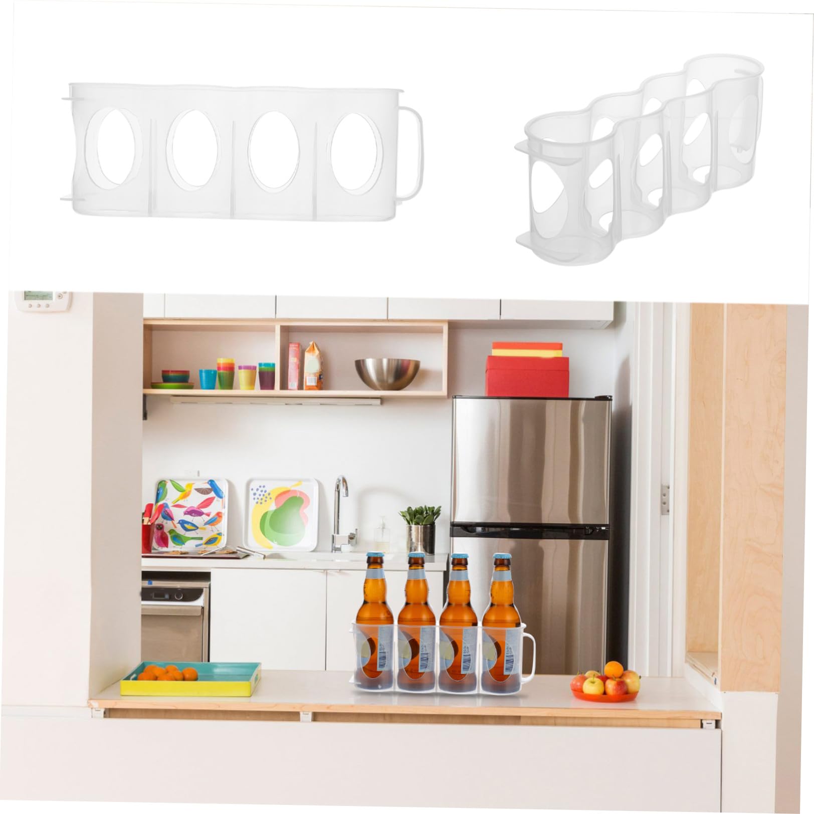 PRETYZOOM 4pezzi Contenitore Per Bevande Organizer Frigorifero Per Lattine e Condimenti Scatola Di Stoccaggio Multiuso Per Cucina e Birra Resistente e Pratico Per Uso Domestico