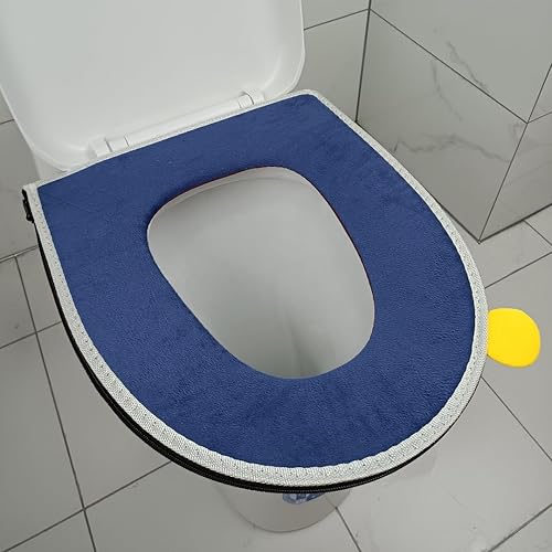 Miniatura 4 de Funda de asiento de inodoro suave para baño, 2 piezas, con asa, suave, más gruesa, lavable, se adapta a todos los asientos de inodoro ovalados (gris)