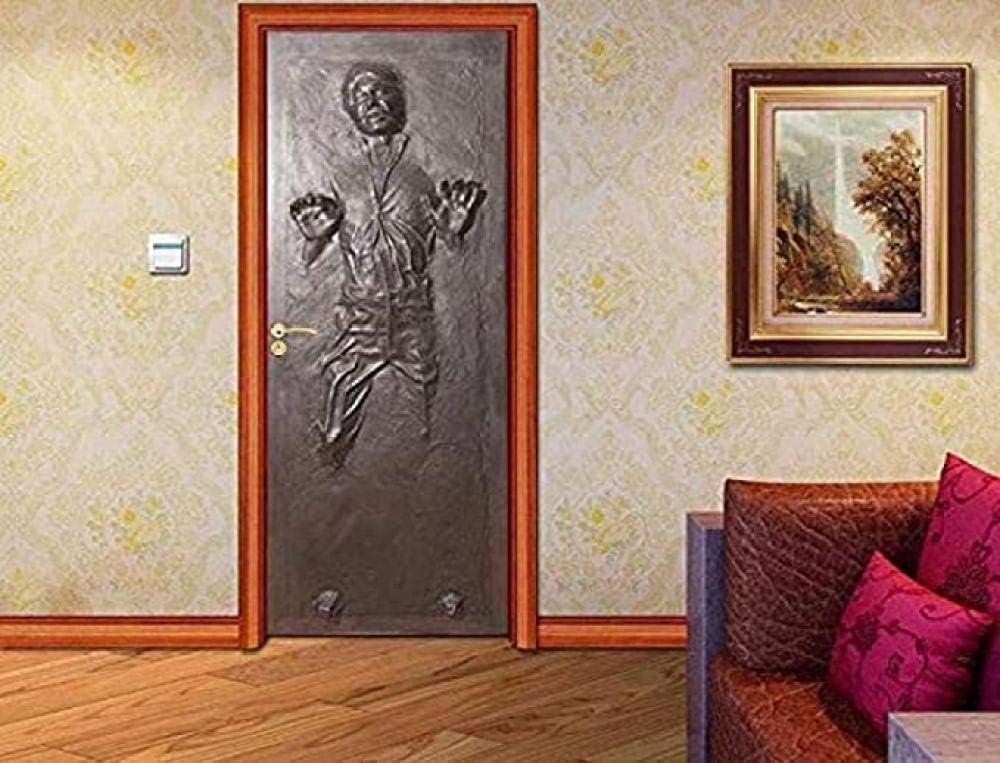 ZFSXmas Self Adhesive 3D Door Murals Peel and Stick Decor Stickers Han Solo Carbonite DIY Home Design Custom Order Wallpaper Removable Art Poster 30.3X78.7 (77X200Cm), MS51695