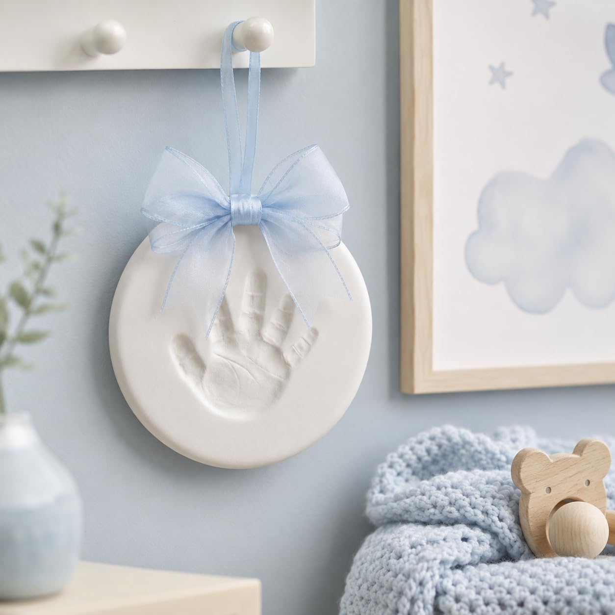 Kate & Milo Blue Baby Handprint & Footprint Ornament Kit – DIY Baby Keepsake Clay Impression, Baby’s First Christmas Ornament, Newborn Memory Gift, Baby Gift, Nursery Keepsake