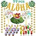Produktbild Bascolor 77Stk Hawaii Aloha Deko Aloha Banner Dot Girlande Hawaiian Luftballons Papierstrohe Folienballon Cupcake Topper Tropische Palmblätter Künstliche Hibiskusblüten Luau Sommer Party Dekoration