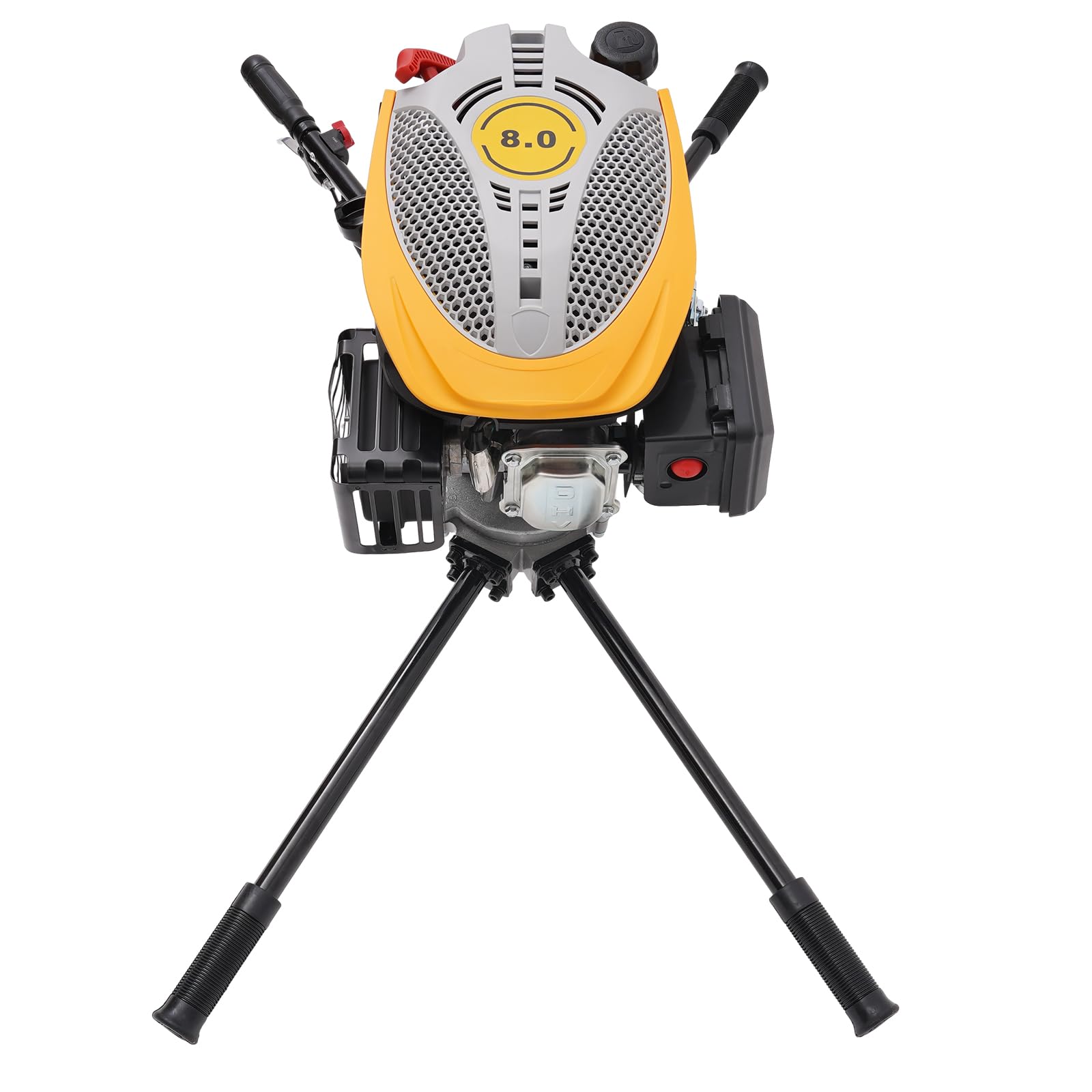 4 Stroke Post Hole Digging Machine with 173cc Engine, Heavy Duty Soil Drilling Machine Two Man Earth Digging Machine with 4 Ergonomic Handles, for Fencing Gardening Construction
