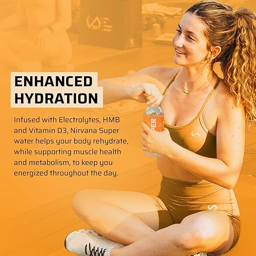 Miniatura 4 de Nirvana SUPER WATER - Orange Peach - Bebida con infusión HMB, agua de manantial natural, hidratación pura + apoyo muscular y óseo, botellas de 16.9