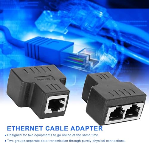 Miniatura 4 de 2 adaptadores de cable Ethernet, 1 a 2 RJ45 hembra LAN Ethernet Splitter Cable adaptador adaptador RJ45 acoplador RJ45 extensor Ethernet Plug & Play