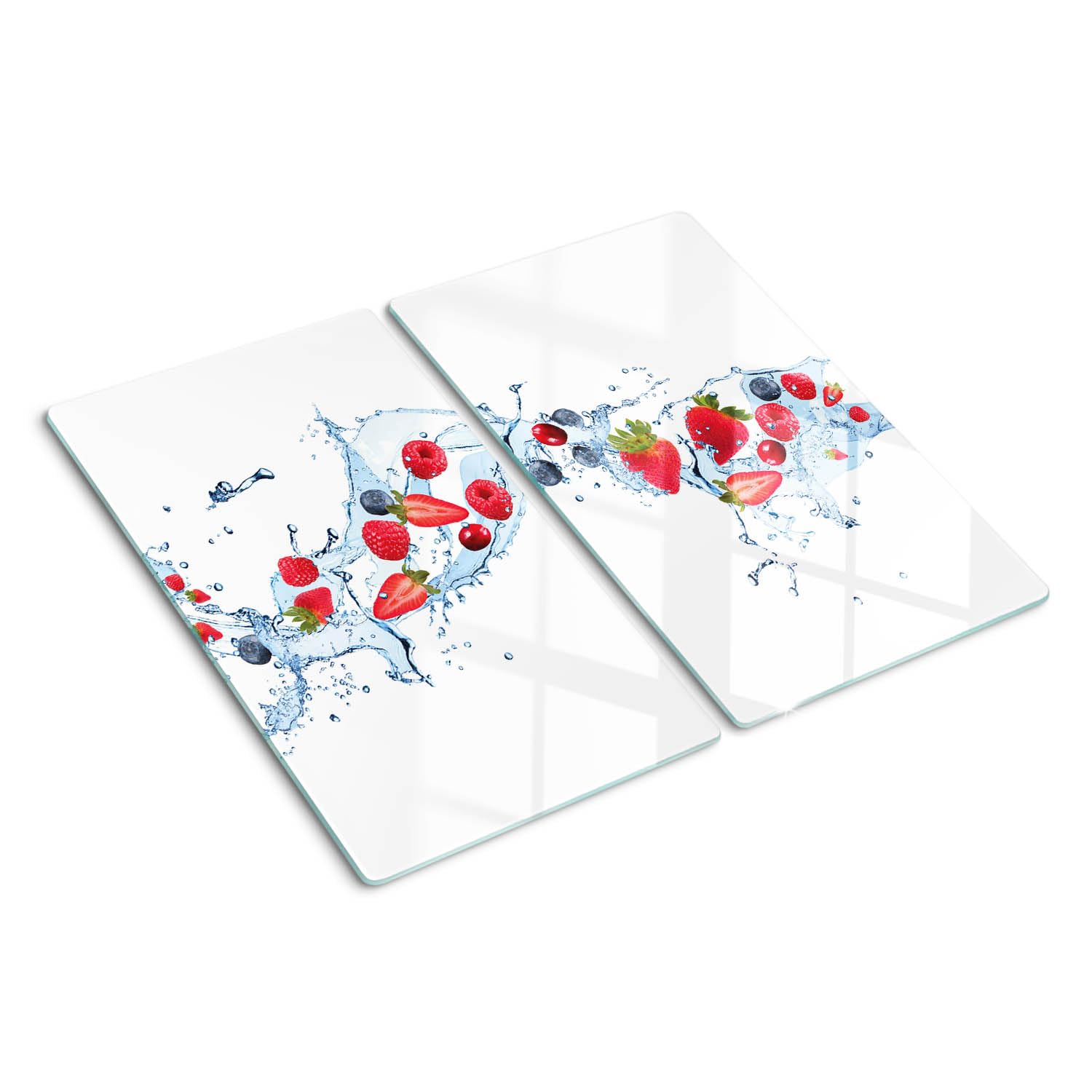 Planche de cuisine en verre 2x30x52 cm à motif de feuilles et bords polis