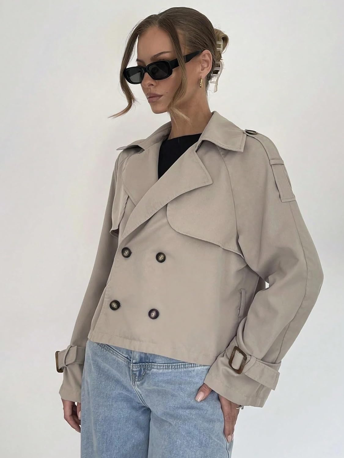 Womens Elegant Coat Double Breasted Trench Coat