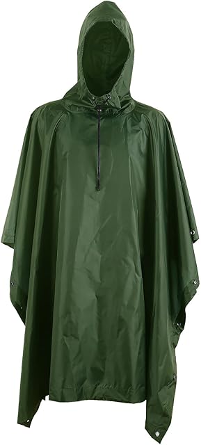 Rain Poncho 3-in-1 Multi-Functional Raincoat Outdoor Rainwear with Hood Hiking Rain Coat Jacket Men Women Reusable Ripstop for Camping Fishing Hunting Outdoor Activities