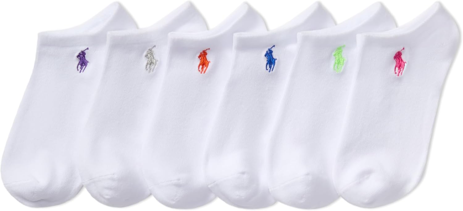 POLO RALPH LAUREN Girls' Athletic Performance Low Cut Soft Lightweight Comfort Socks (6-Pack)