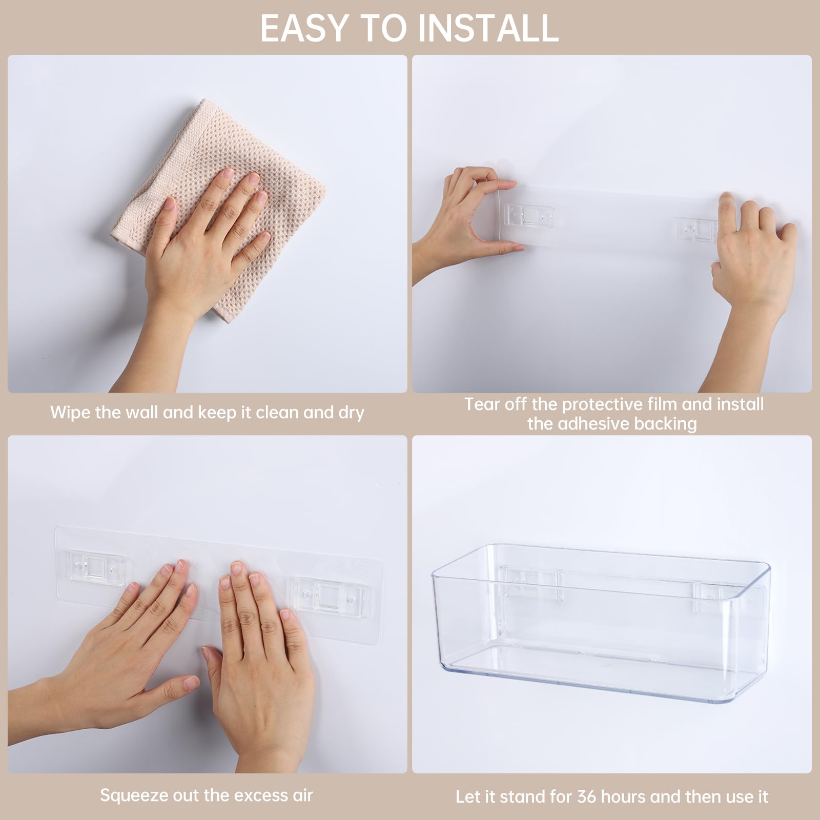 PAVSTINE Mensola Doccia Senza Foratura Trasparente, 2 Pezzi, Alto Grande | Cestino Portaoggetti, Accessori Doccia con Ventose, Shower Caddy, Mensole Bagno Può Contenere Sapone, Shampoo, Bagnoschiuma